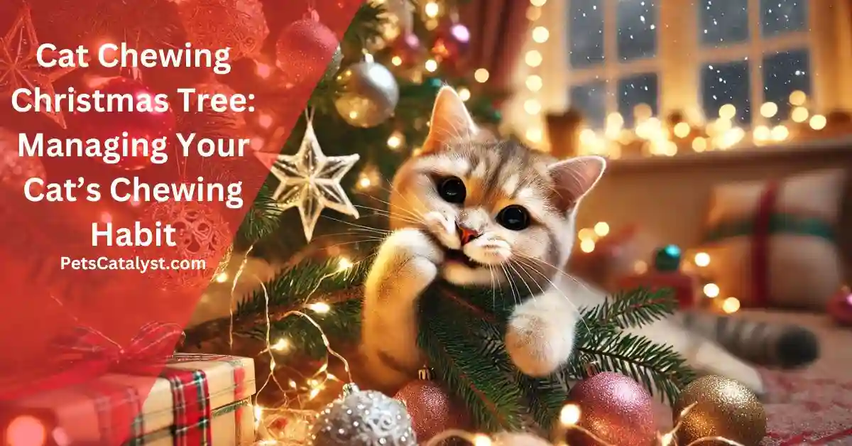 Cat Chewing Christmas Tree